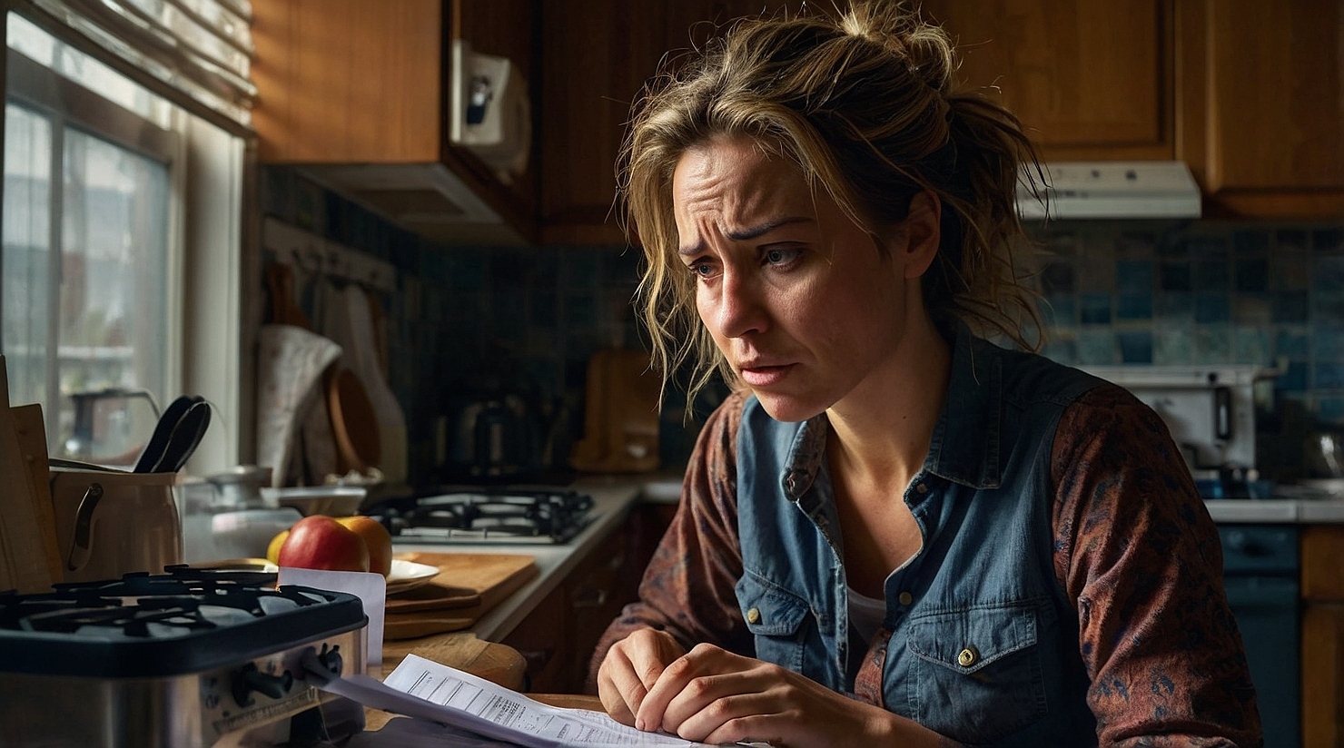 A_woman_sits_in_her_kitchen_grimacing_as_she